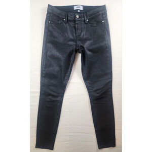 PAIGE Verdugo Ankle Skinny Black Silk Coated Jeans Size 29